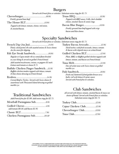 Lunch & Dinner Menu - Parente's Restaurant