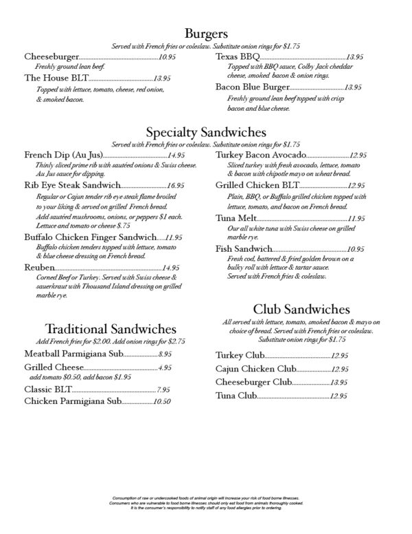 Lunch & Dinner Menu - Parente's Restaurant